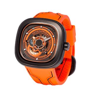 ĐỒNG HỒ NAM SIÊU CẤP SEVEN PRIDAY MÁY CƠ MẶT VUÔNG NÂU CAM TẶNG KÈM DÂY FULLBOX