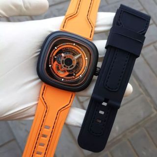 ĐỒNG HỒ NAM SIÊU CẤP SEVEN PRIDAY MÁY CƠ MẶT VUÔNG NÂU CAM TẶNG KÈM DÂY FULLBOX