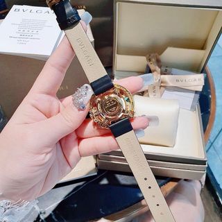 ĐỒNG HỒ NỮ CAO CẤP PVLGARI DÂY DA VIỀN ĐÁ PHONG THỦY NIỀNG VÀNG GOLD