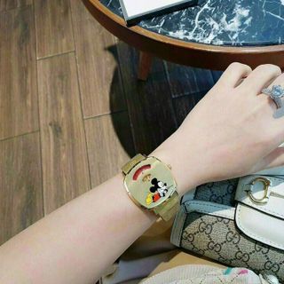 SALE NHANH ĐỒNG HỒ NỮ CAO CẤP GUCHI DÂY THÉP MẶT VUÔNG MICKEY