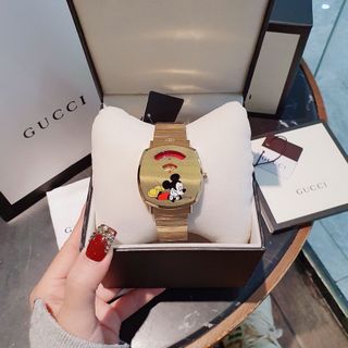 SALE NHANH ĐỒNG HỒ NỮ CAO CẤP GUCHI DÂY THÉP MẶT VUÔNG MICKEY