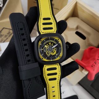 ĐỒNG HỒ NAM SIÊU CẤP SEVEN PRIDAY  MÁY CƠ MẶT VUÔNG VÀNG ĐEN TẶNG DÂY FULLBOX