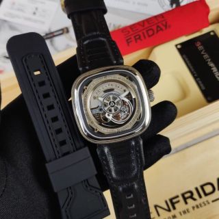 ĐỒNG HỒ NAM SIÊU CẤP SEVEN PRIDAY  MÁY CƠ MẶT VUÔNG VÀNG ĐEN TẶNG DÂY FULLBOX