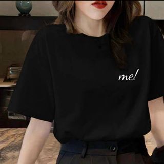 Áo thun nữ tay ngắn in chữ ME đơn giản chất vải cotton thoáng mát