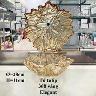 TÔ THUỶ TINH TULIP VÀNG 28CM CAO CẤP