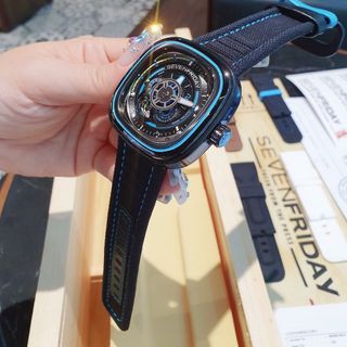 ĐỒNG HỒ NAM SIÊU CẤP SEVEN PRIDAY MÁY CƠ MẶT VUÔNG XANH ĐỎ TẶNG DÂY FULLBOX