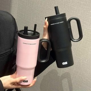 Ly giữ nhiệt có tay cầm 750ml kèm hình sticker dễ thưn