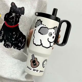 Ly giữ nhiệt có tay cầm 750ml kèm hình sticker dễ thưn