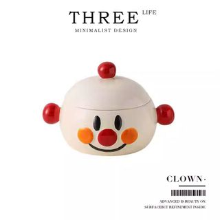 Âu Sứ Nồi Sứ Mặt Cười Có Nắp Kèm Núm Đỏ Cute ( THÙNG 20C )