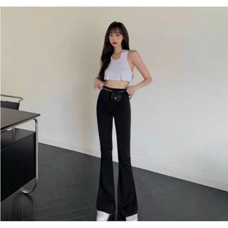 Quần ống loe legging nữ cạp cao dáng dài hàng đẹp chuẩn hình giá tốt hot hit kiểu basic trẻ trung