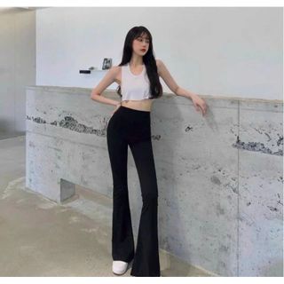 Quần ống loe legging nữ cạp cao dáng dài hàng đẹp chuẩn hình giá tốt hot hit kiểu basic trẻ trung