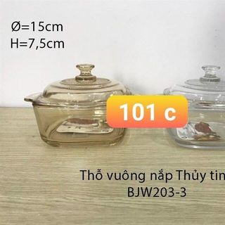 Nồi Thủy Tinh Vuông Bé Trắng 203-3 (THÙNG 16C)
