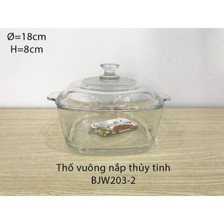 Nồi Thủy Tinh Vuông Bé Trắng 203-3 (THÙNG 16C)