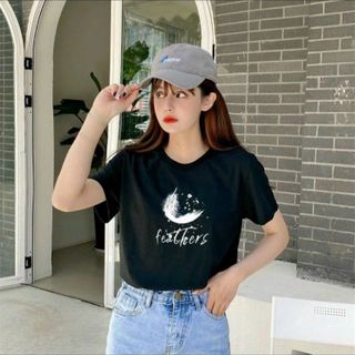 Áo thun nữ tay ngắn in hình lông vũ chất vài cotton co dãn freesize dưới 55kg