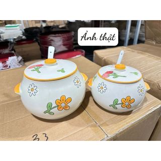 Hũ Chưng , Liễn Sứ , Âu Sứ Họa Tiết 1500ml ( THÙNG 16C )