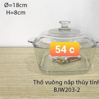 Nồi Thủy Tinh Vuông Nhỡ Trắng 203-2 (THÙNG 12B)