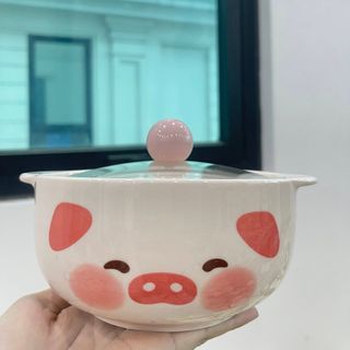Nồi Sứ , Âu Sứ Cún Có Nắp Kèm Núm Cute ( THÙNG 40C )