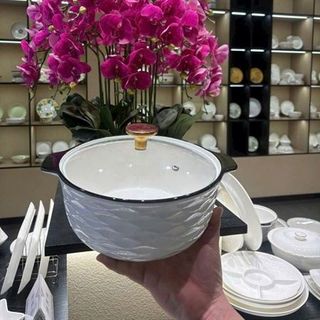 Bát tô nồi thố sứ có nắp vân cá (THÙNG 24C)