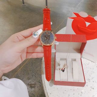 SALE NHANH ĐỒNG HỒ NỮ CAO CẤP XWAROVSKI DÂY DA MẶT ĐÁ