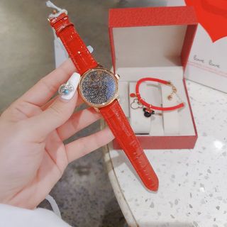 SALE NHANH ĐỒNG HỒ NỮ CAO CẤP XWAROVSKI DÂY DA MẶT ĐÁ