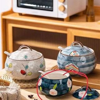 Hũ Chưng , Liễn Sứ , Âu Sứ Họa Tiết 650ml ( THÙNG 48C )