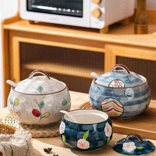 Hũ Chưng , Liễn Sứ , Âu Sứ Họa Tiết 1200ml ( THÙNG 24C )