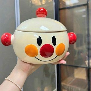 Âu Sứ Nồi Sứ Mặt Cười Có Nắp Kèm Núm Đỏ Cute ( THÙNG 20C )