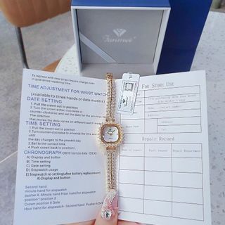 ĐỒNG HỒ NỮ CHÍNH HÃNG FUNMEI F2125 MẶT VUÔNG VIỀN ĐÁ FULLBOX TEM