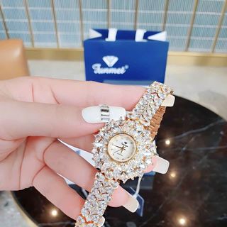 ĐỒNG HỒ NỮ CHÍNH HÃNG FUNMEI F2072 GOLD ĐÍNH ĐÁ SWAROSKI FULLBOX TEM