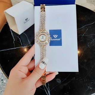 ĐỒNG HỒ NỮ CHÍNH HÃNG FUNMEI F2072 GOLD ĐÍNH ĐÁ SWAROSKI FULLBOX TEM