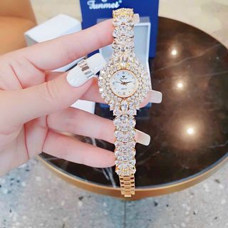 ĐỒNG HỒ NỮ CHÍNH HÃNG FUNMEI F2070 VÀNG FULL ĐÁ SWAROSKI FULLBOX TEM