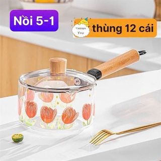Nồi Thuỷ Tinh Cán Gỗ Kèm Nắp 5-1 ( Thùng 12C )