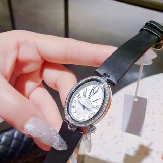 ĐỒNG HỒ NỮ CHÍNH HÃNG COMLORVEI DÂY DA OVAN VIỀN ĐÁ FULLBOX