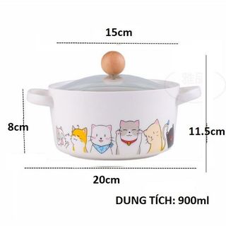 Âu Sứ Nồi Sứ Núm Gỗ Cute Trắng Life, DOG (THÙNG 20C)