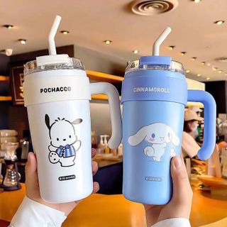 LY GIỮ NHIỆT CÓ TAY CẦM SANRIO 850ML KÈM ỐNG HÚT