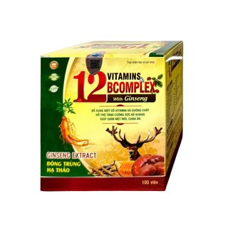 Viên uống Vitamins 12 Bcomplex With Ginseng giúp giảm mệt mỏi, chán ăn tăng cường sức đề kháng hộp 100 viên