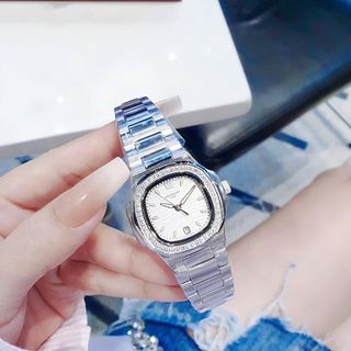 ĐỒNG HỒ NỮ CAO CẤP FATEK MẶT VUÔNG VIỀN HỘT DÂY THÉP MẠ PVD