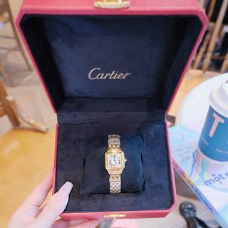 ĐỒNG HỒ NỮ CAO CẤP CATIƠR PANTHERE VUÔNG HAI SIZE MINI VÀNG MẶT TRẮNG