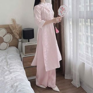 Sét áo dài tết gấm hoa mai