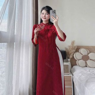 Sét áo dài tết gấm hoa mai