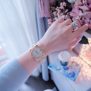 ĐỒNG HỒ NAM NỮ CAO CẤP RÔLET DÂY THÉP VÀNG VIỀN HỘT KÍNH SAPHIRE