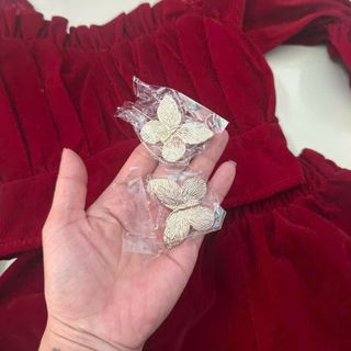 Sét đầm đỏ noel chất nhung kèm phụ kiện