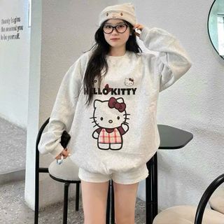 Áo SWETER nam nữ in HELLO KITTY (in pét) hình in xịn