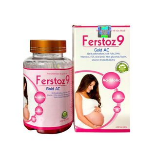 Viên uống bổ máu Ferstoz 9 Gold AC giúp bổ sung sắt, acid folic hộp 60 viên
