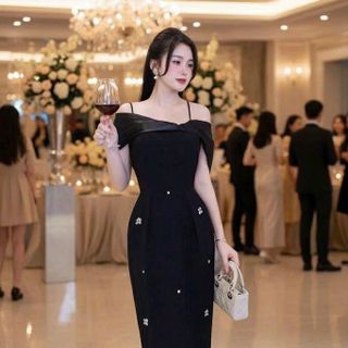 Đầm body trễ bái đính hạt sang trọng hàng chất lượng