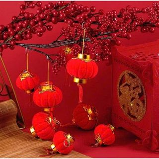 Quả cầu nhung đỏ treo tết số 3 ( Set 30 trái )