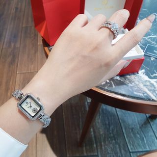 DEAL SALE ĐỒNG HỒ NỮ CAO CẤP RODAL DÂY BẠC MẶT CHỮ NHẬT VIỀN HỘT PHA LÊ