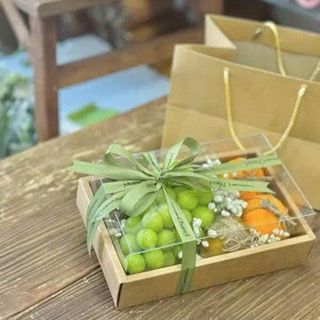 HỘP QUÀ KRAFT LẮP RÁP TRÁI CÂY 2 CHI TIẾT (không ruybang)  (25x25x12.5cm)