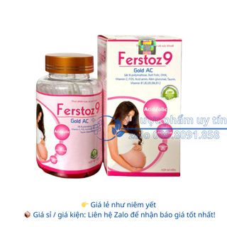 Viên uống bổ máu Ferstoz 9 Gold AC giúp bổ sung sắt, acid folic hộp 60 viên