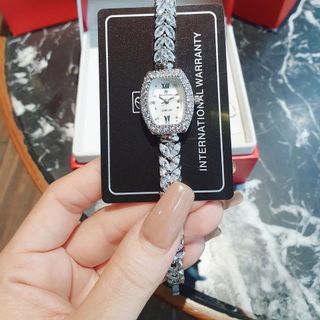 DEAL SALE ĐỒNG HỒ NỮ CAO CẤP RODAL DÂY BẠC MẶT BẦU VIỀN HỘT PHA LÊ